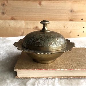 Painted Brass Trinket Dish with Lid